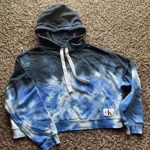 Blue tie dye Calvin Klein cropped hoodie worn only one time